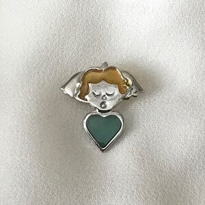 Vintage Baby Angel Heart Brooch